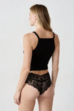 ETAM Braguitas Encaje|Brasileña|Braguita brasileña en V de encaje NEGRO