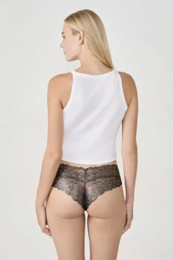 ETAM Braguitas Encaje|Brasileña|Braguita brasileña en V de encaje tejid brillante O