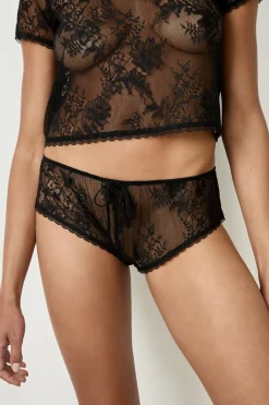ETAM Pijamas Sexy|Partes De Abajo De Pijama|Braguita culotte bordada NEGRO