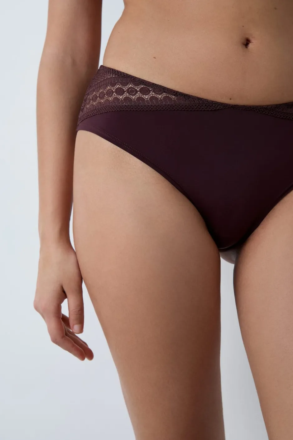 ETAM Braguitas Novias|Braguitas Encaje|Braguita culotte con detalle de encaje CHOCOLATE