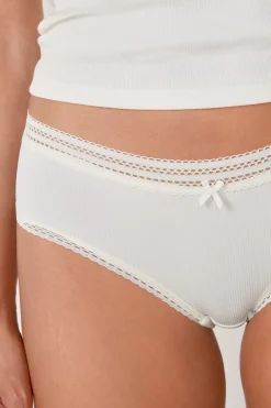 ETAM Culotte|Braguitas Party|Braguita culotte de microfibra con detalle de encaje BLANCO