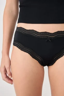 ETAM Culotte|Braguitas Party|Braguita culotte de microfibra con cordones NEGRO