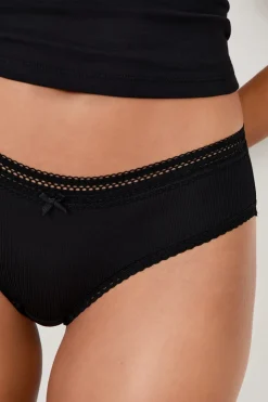 ETAM Culotte|Braguitas Party|Braguita culotte de microfibra con detalle de encaje NEGRO
