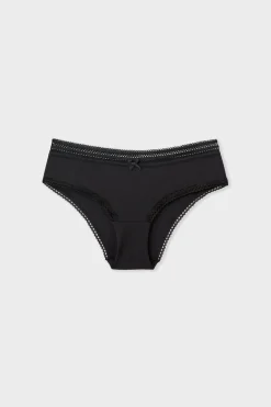 ETAM Culotte|Braguitas Party|Braguita culotte de microfibra con detalle de encaje NEGRO