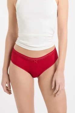 ETAM Culotte|Braguitas Party|Braguita culotte de microfibra con detalle de encaje CARDINAL