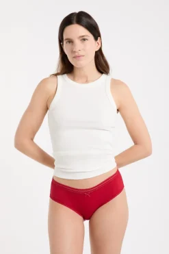 ETAM Culotte|Braguitas Party|Braguita culotte de microfibra con detalle de encaje CARDINAL