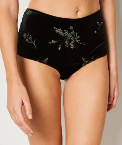 ETAM Braguita|Braguita culotte de terciopelo bordado NOIR