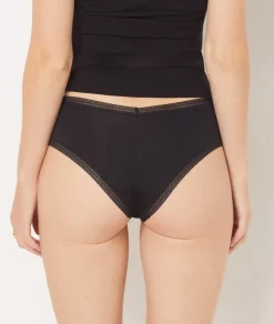 ETAM Culotte|Braguita culotte en V de microfibra y encaje NEGRO