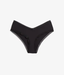 ETAM Culotte|Braguita culotte en V de microfibra y encaje NEGRO