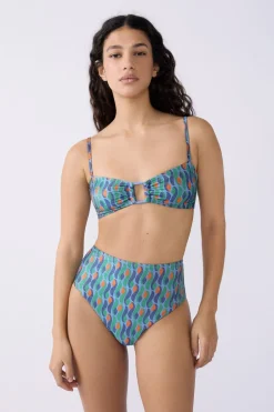 ETAM Talle Alto|Braguita de bikini de cintura alta brillante ESTAMPADO