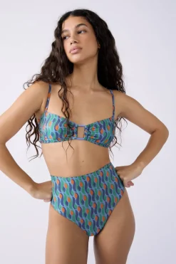 ETAM Talle Alto|Braguita de bikini de cintura alta brillante ESTAMPADO