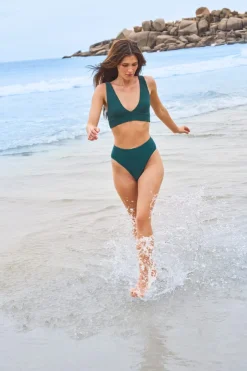 ETAM Bikini|Talle Alto|Braguita de bikini de talle alto en tejido elástico VERDE