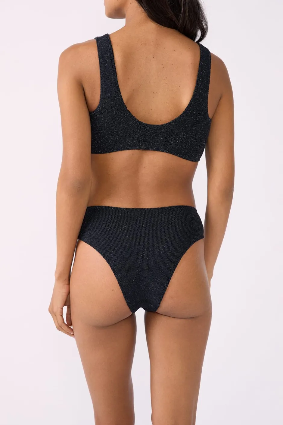 ETAM High Leg|Braguita de bikini de tiro alto brillante PLATA