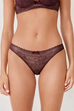 ETAM Braguitas Encaje|Braguita|Braguita de encaje con efecto brillante BURDEOS GRANATE