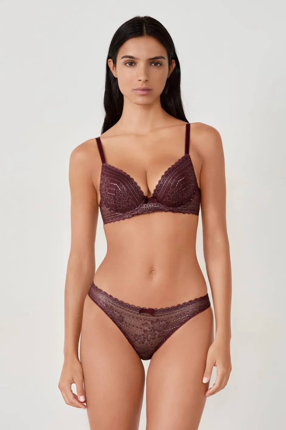 ETAM Braguitas Encaje|Braguita|Braguita de encaje con efecto brillante BURDEOS GRANATE