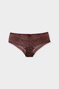 ETAM Braguitas Encaje|Culotte|Braguita de encaje con efecto brillante BURDEOS GRANATE