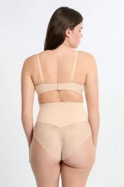 ETAM Braguitas Moldeadoras|Talle Alto|Braguita de talle alto con detalle de encaje - Sujeción media C.BEIGE