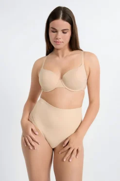 ETAM Braguitas Moldeadoras|Talle Alto|Braguita de talle alto con detalle de encaje - Sujeción media C.BEIGE