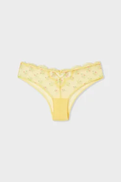 ETAM Brasileña|Braguita hipster con detalles bordados VAINILLA