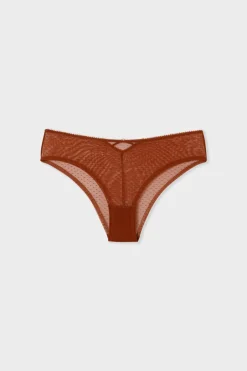 ETAM Brasileña|Novedades Braguitas|Braguita hipster de tul MARRÓN