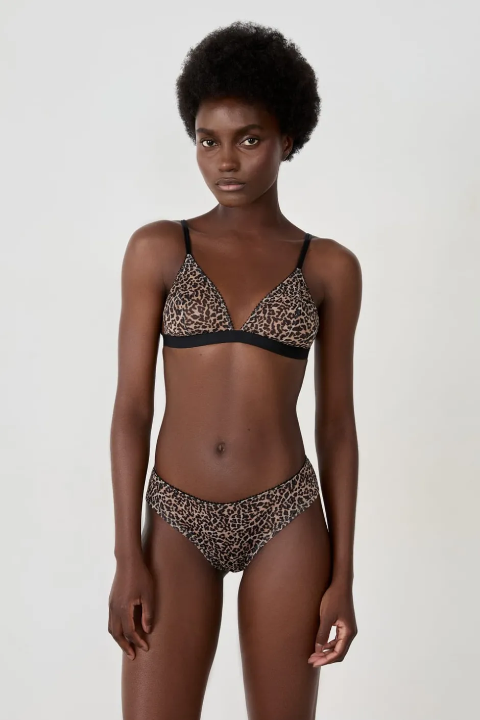 ETAM Brasileña|Braguita hipster de tul leopardo NEGRO