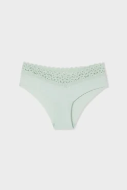 ETAM Brasileña|Braguita hipster V-shape de microfibra y encaje ESMERALDA