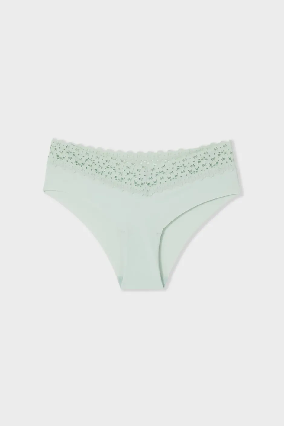 ETAM Brasileña|Braguita hipster V-shape de microfibra y encaje ESMERALDA