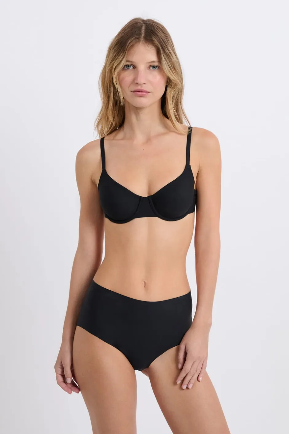 ETAM Braguitas Invisibles|Talle Alto|Braguita midi de microfibra NEGRO
