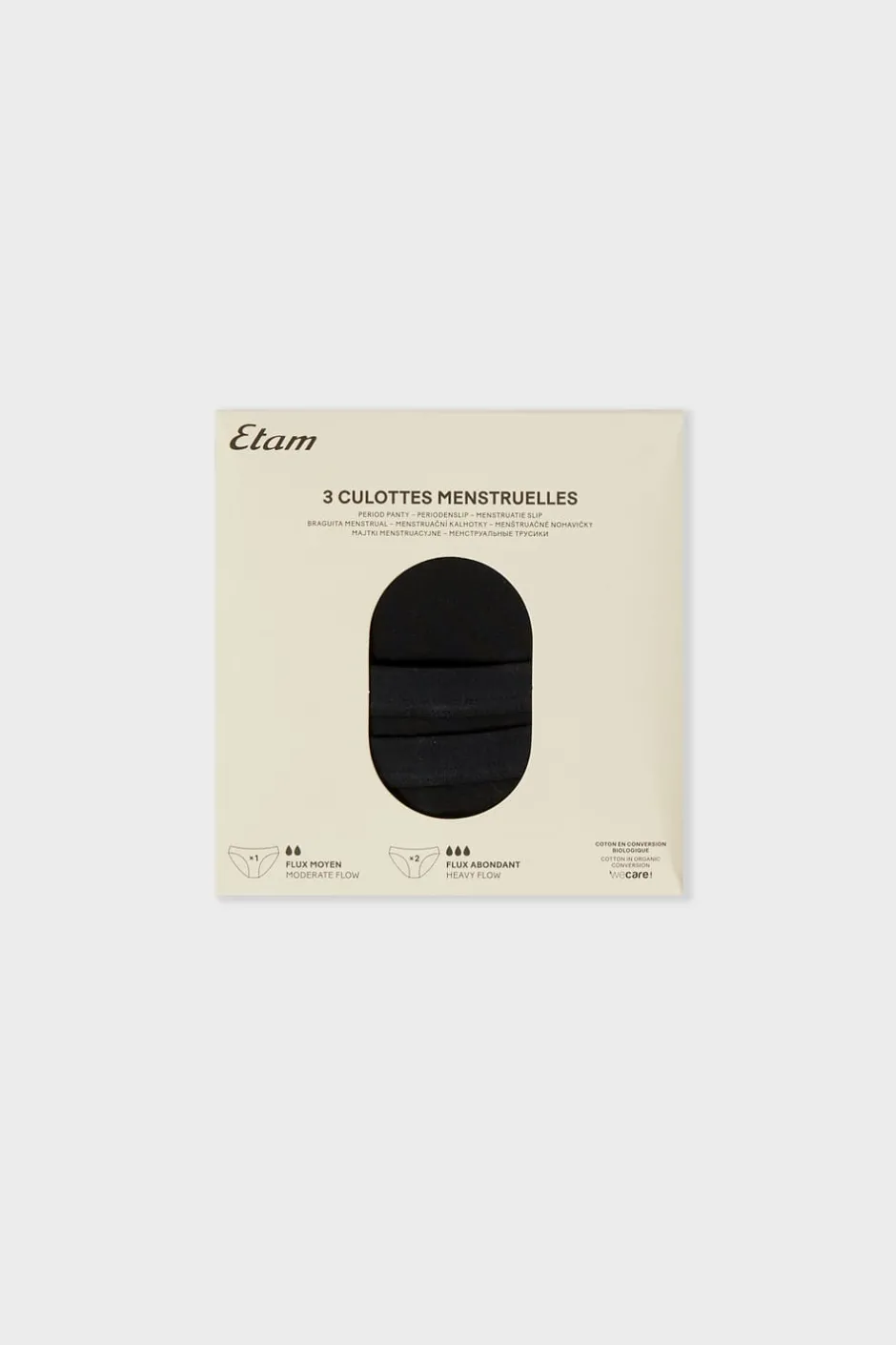 ETAM Braguita|Packs De Braguitas|Braguitas menstruales - Flujo abundante NEGRO
