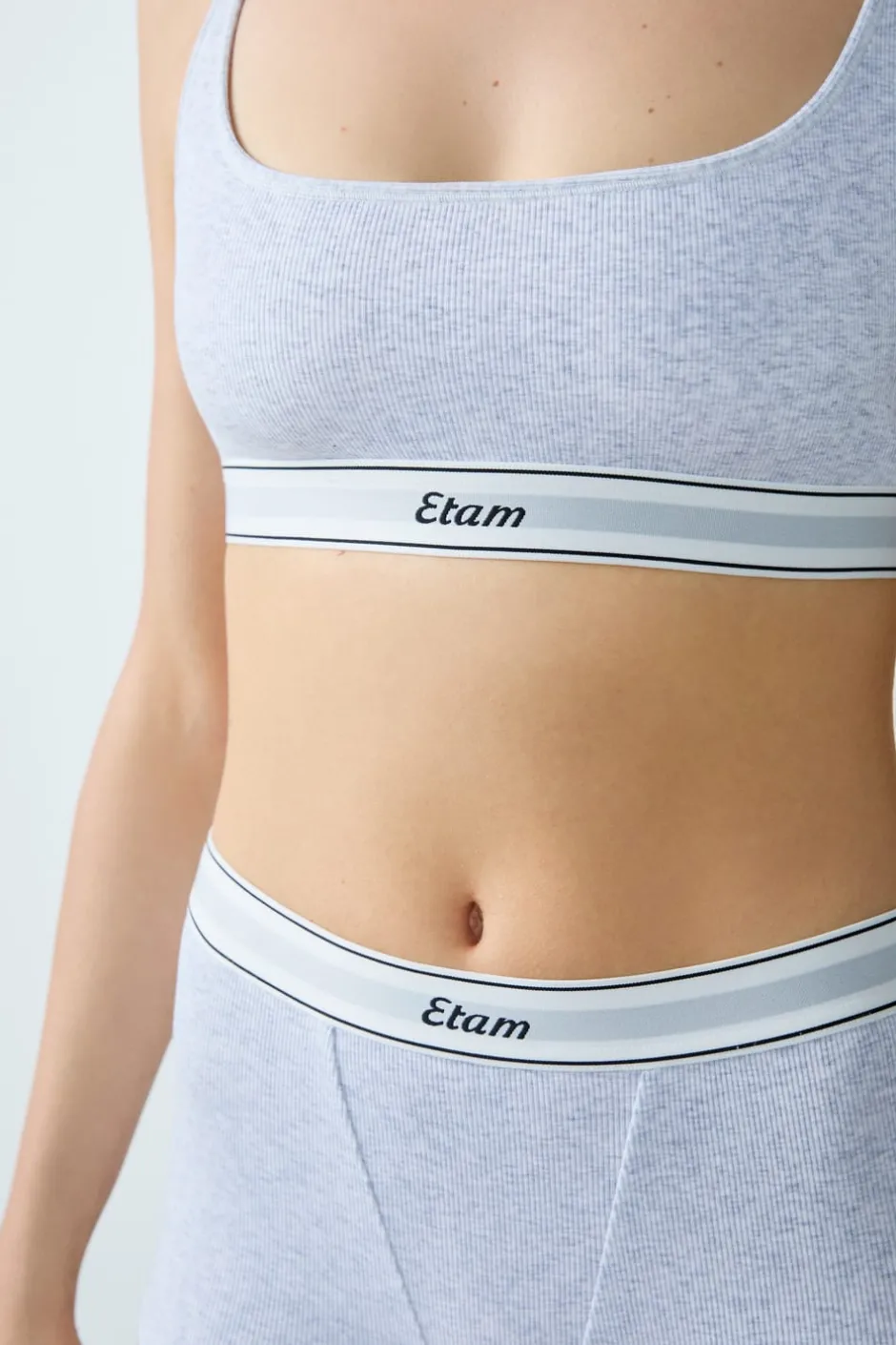 ETAM Bralette|Sin Aro|Bralette de algodón acanalado GRIS CLARO