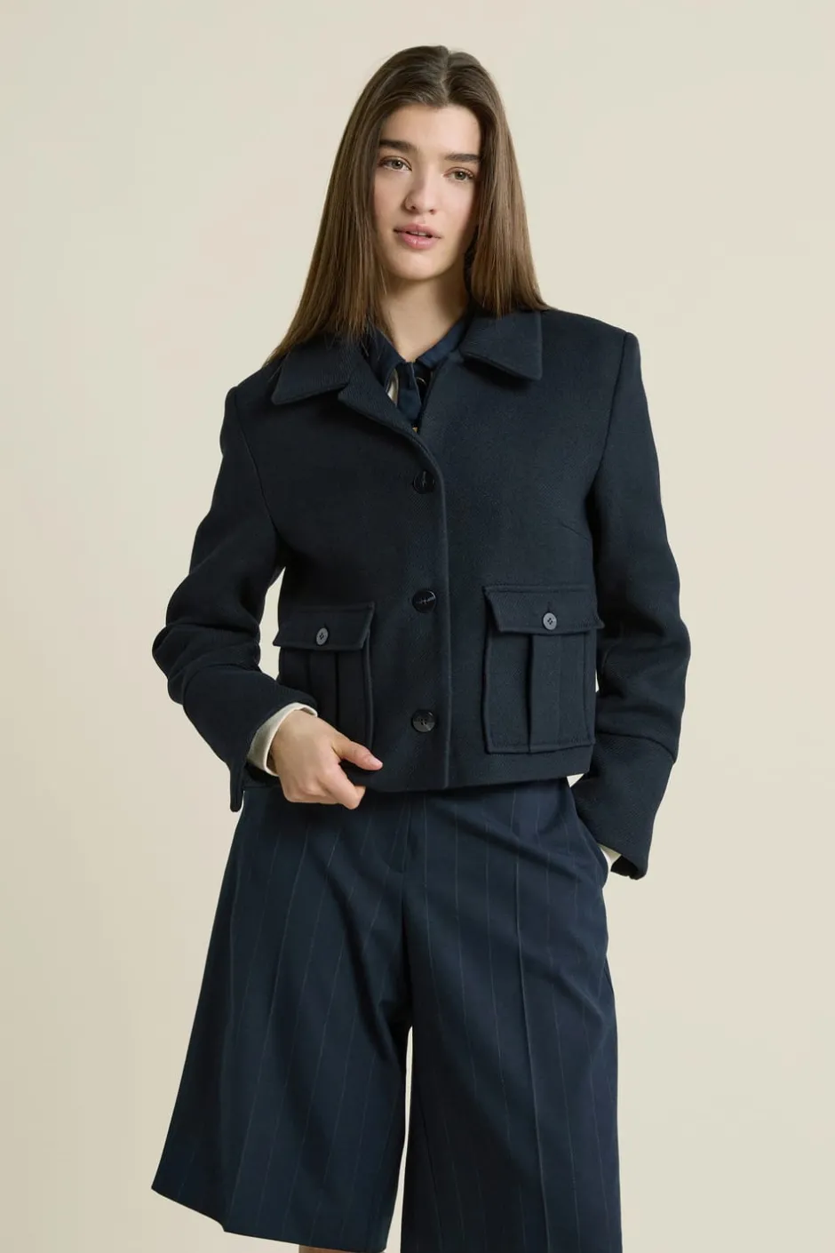 ETAM Chaquetas|Blazers|Caban court avec laine ENCRE