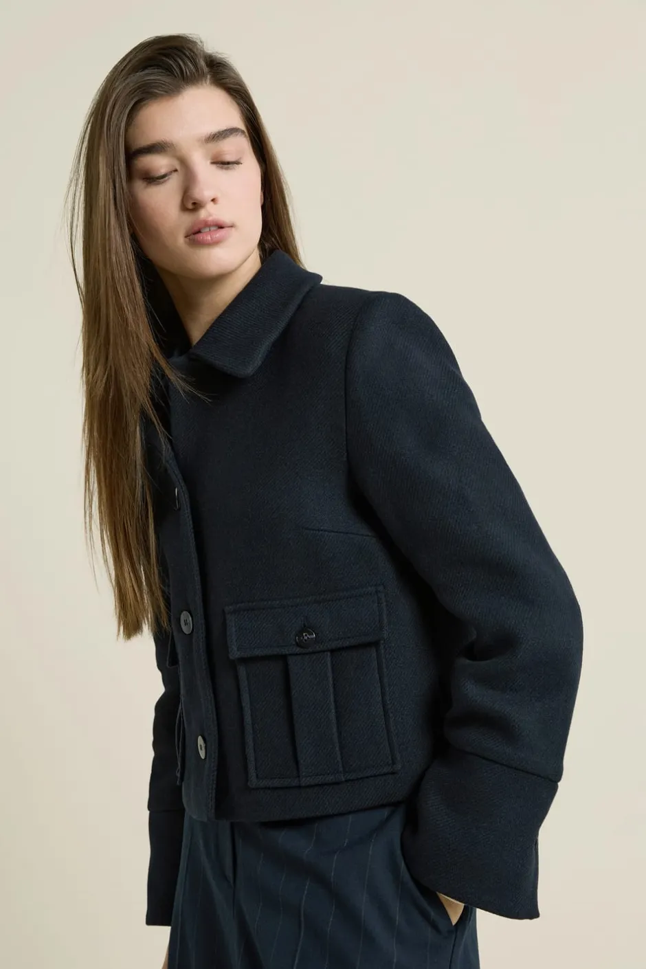 ETAM Chaquetas|Blazers|Caban court avec laine ENCRE
