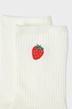 ETAM Calcetines|Medias Y Calcetines|Calcetines acanalados con algodón y estampado de fresas crudo