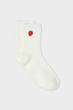 ETAM Calcetines|Medias Y Calcetines|Calcetines acanalados con algodón y estampado de fresas crudo