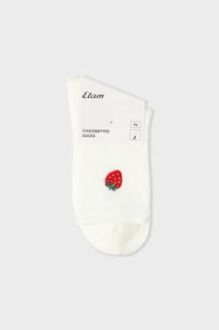 ETAM Calcetines|Medias Y Calcetines|Calcetines acanalados con algodón y estampado de fresas crudo