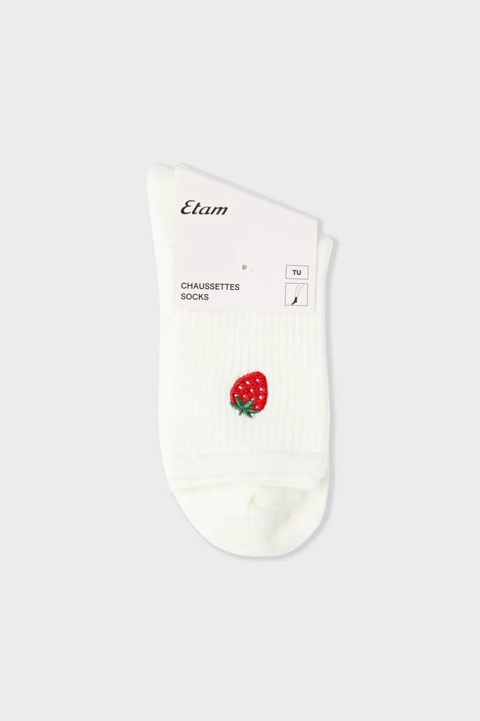 ETAM Calcetines|Medias Y Calcetines|Calcetines acanalados con algodón y estampado de fresas crudo