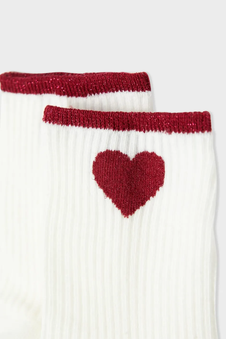 ETAM Calcetines|Medias Y Calcetines|Calcetines acanalados con algodón y estampado de corazones crudo