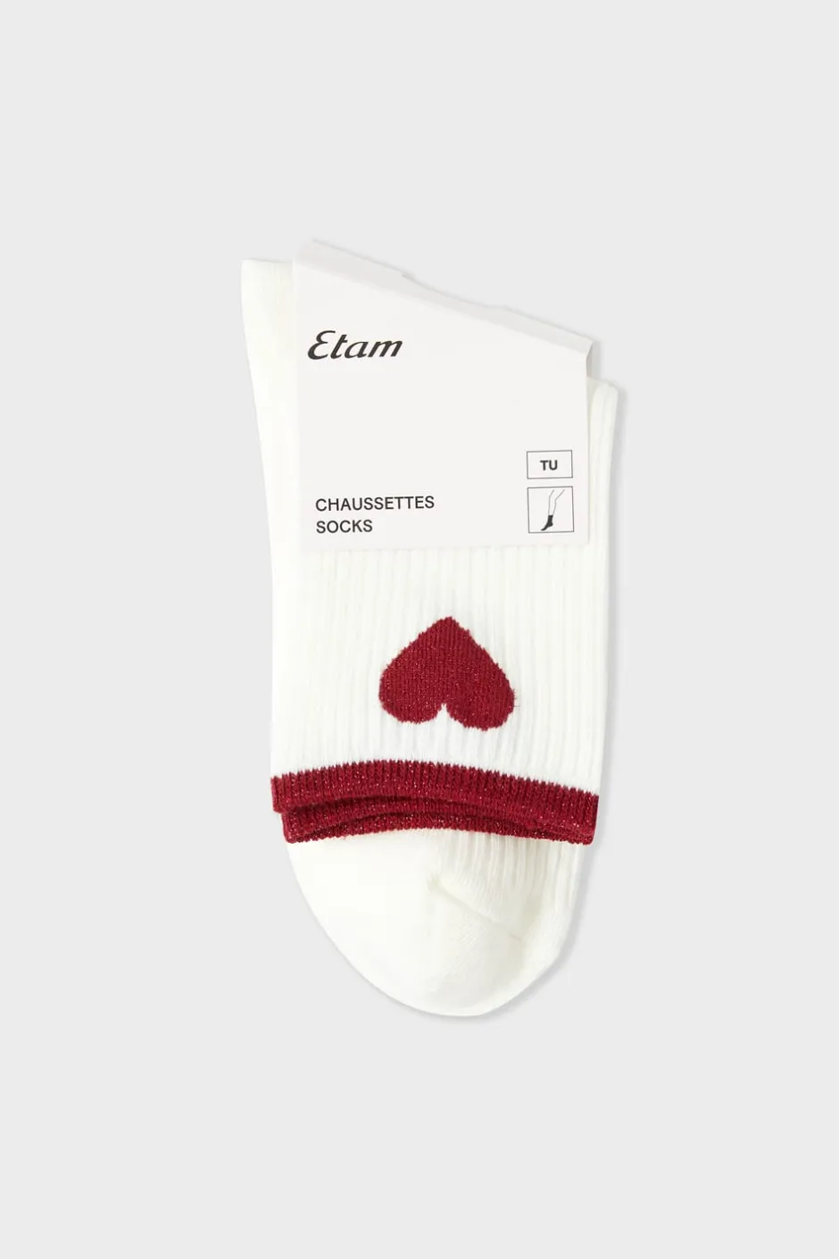 ETAM Calcetines|Medias Y Calcetines|Calcetines acanalados con algodón y estampado de corazones crudo