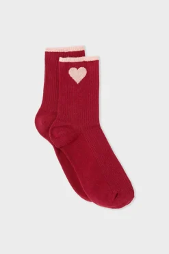 ETAM Calcetines|Medias Y Calcetines|Calcetines acanalados con algodón y estampado de corazones BURDEOS GRANATE