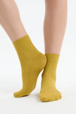 ETAM Calcetines|Medias Y Calcetines|Calcetines brillantes con algodón AMARILLO &Aacute;CIDO