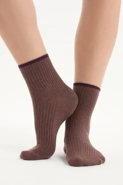 ETAM Calcetines|Medias Y Calcetines|Calcetines brillantes con algodón CHOCOLATE