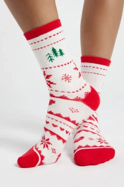ETAM Accesorios|Calcetines con motivos de punto fino CRUDO