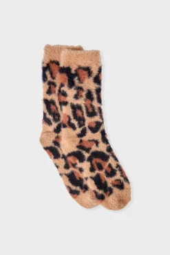 ETAM Calcetines|Medias Y Calcetines|Calcetines de punto grueso con estampado de leopardo MARR&Oacute;N