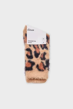 ETAM Calcetines|Medias Y Calcetines|Calcetines de punto grueso con estampado de leopardo MARR&Oacute;N