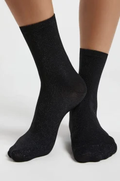ETAM Calcetines|Medias Y Calcetines|Calcetines tejido brillantes NEGRO