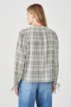ETAM Camisas Fluidas|Camisas Chic|Camisa a cuadros GRIS CLAIR