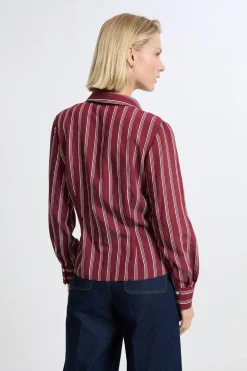 ETAM Camisas Y Blusas Estampadas|Camisas Fluidas|Camisa a rayas BURDEOS GRANATE