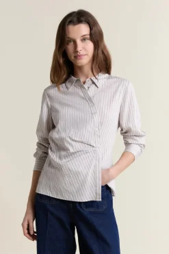 ETAM Camisas Y Blusas Estampadas|Camisas Fluidas|Camisa a rayas estilo cruzada Topo