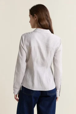 ETAM Camisas Y Blusas Estampadas|Camisas Fluidas|Camisa a rayas estilo cruzada Topo