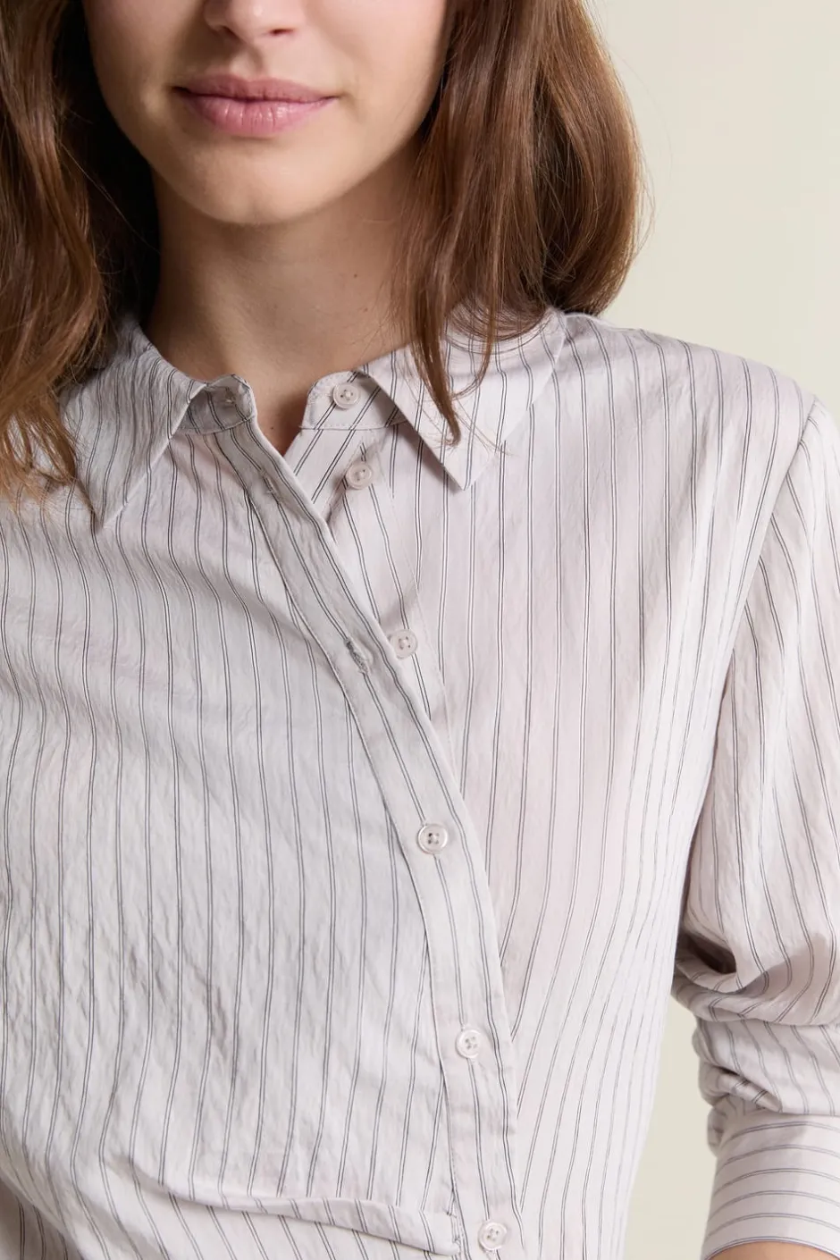 ETAM Camisas Y Blusas Estampadas|Camisas Fluidas|Camisa a rayas estilo cruzada Topo